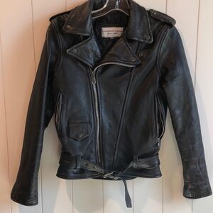 Casta Brava Leather Toronto Can black leather biker Moto jacket distressed XXS